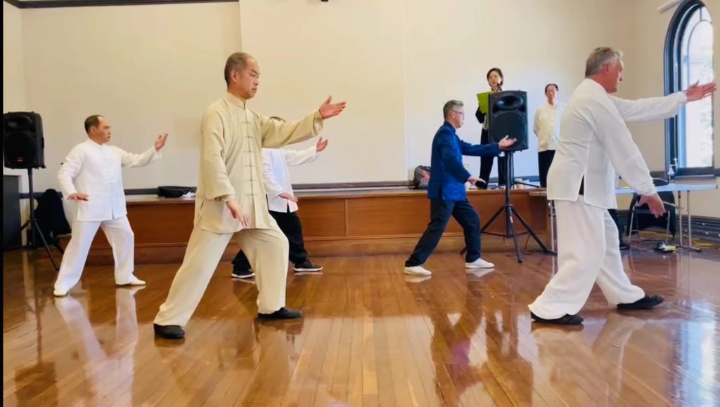 People doing Tai Chi at the Tai Chi Cultural Moon Festival 2022